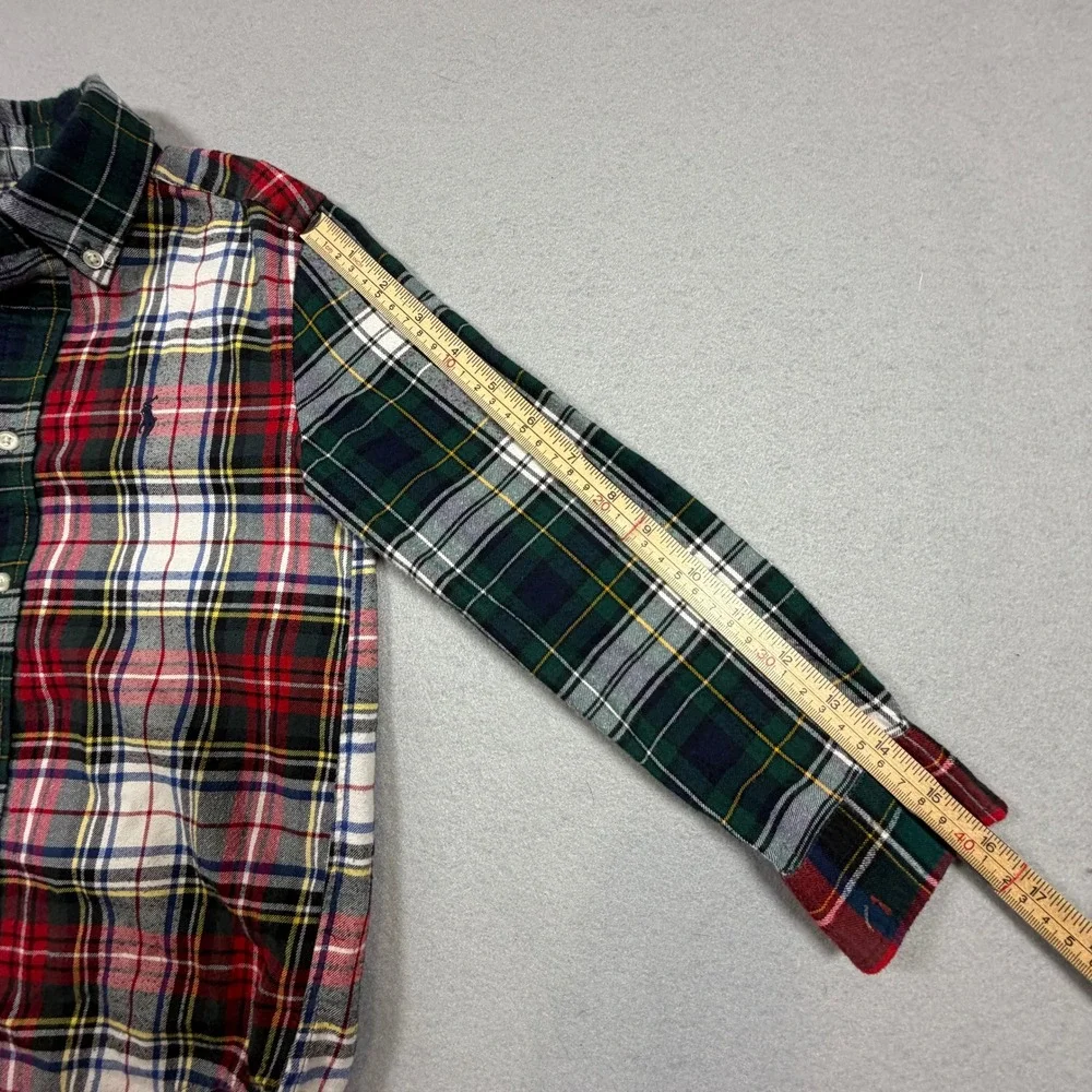 Ralph Lauren Boys Performance Mixed Plaid Button Down Shirt 6 Multi Patchwork